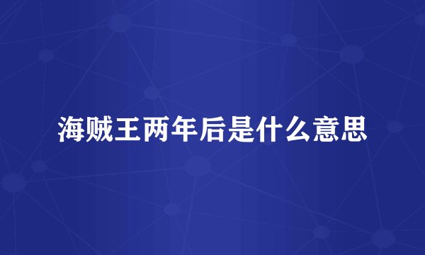 海贼王两年后是什么意思