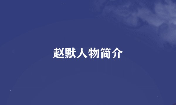 赵默人物简介