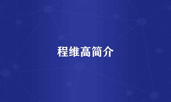 程维高简介