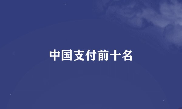 中国支付前十名