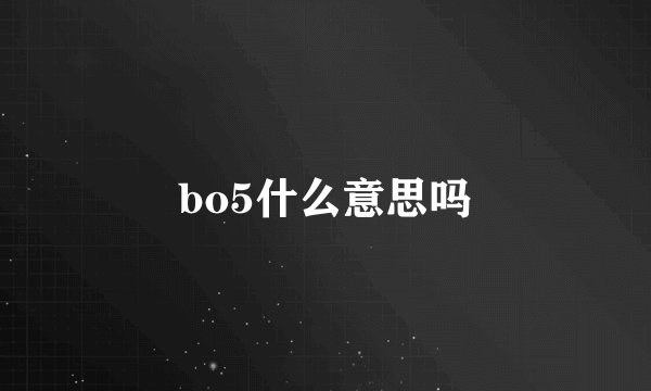 bo5什么意思吗