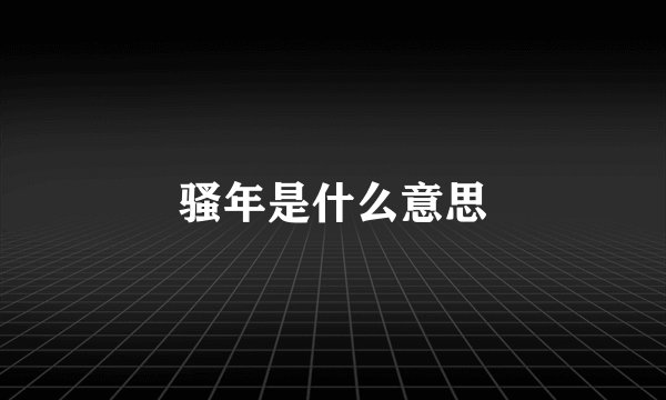 骚年是什么意思