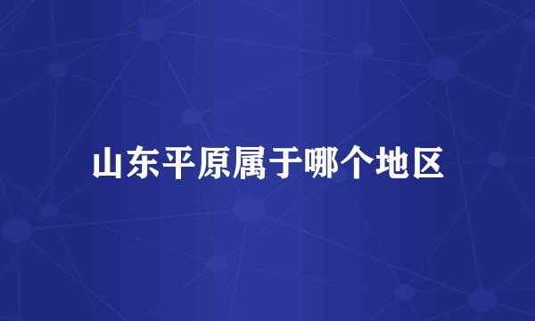 山东平原属于哪个地区
