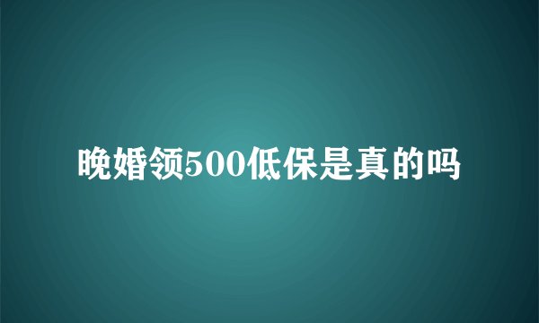 晚婚领500低保是真的吗