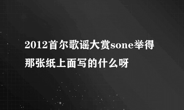 2012首尔歌谣大赏sone举得那张纸上面写的什么呀