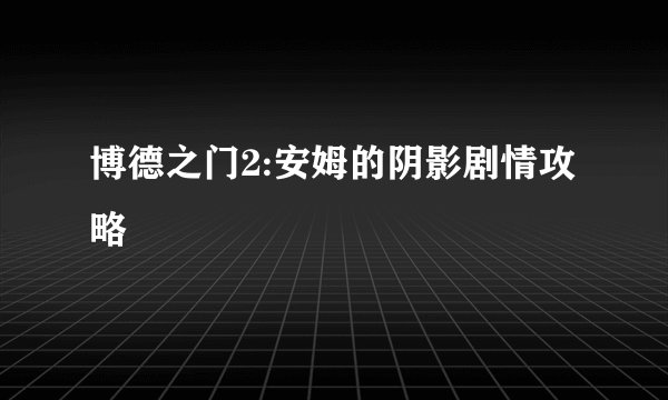 博德之门2:安姆的阴影剧情攻略