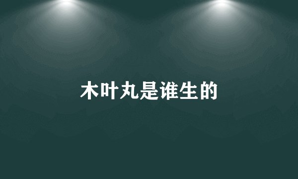 木叶丸是谁生的