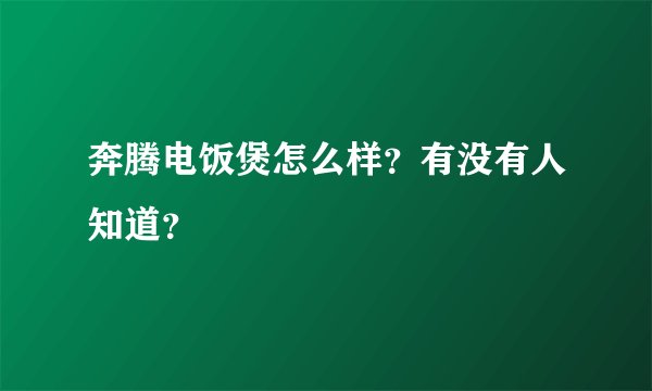 奔腾电饭煲怎么样？有没有人知道？