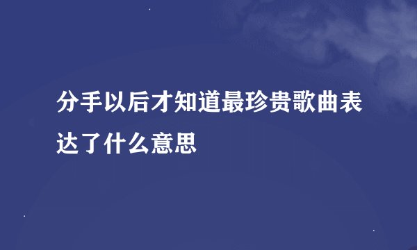 分手以后才知道最珍贵歌曲表达了什么意思