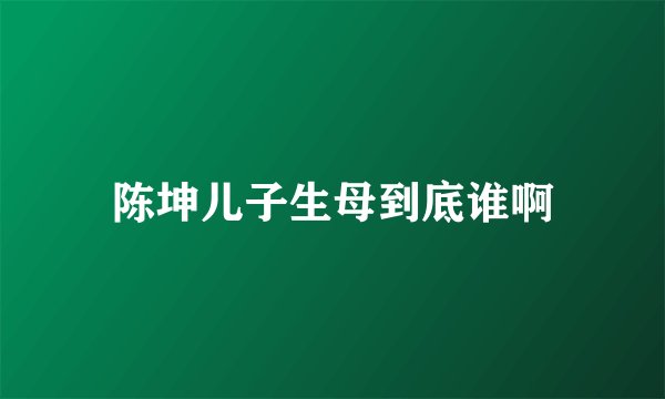陈坤儿子生母到底谁啊