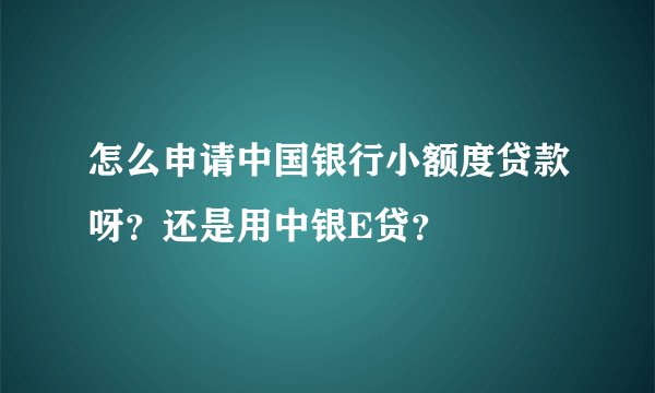 怎么申请中国银行小额度贷款呀？还是用中银E贷？