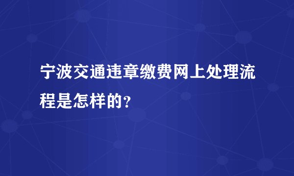 宁波交通违章缴费网上处理流程是怎样的？