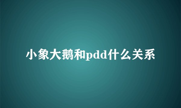 小象大鹅和pdd什么关系