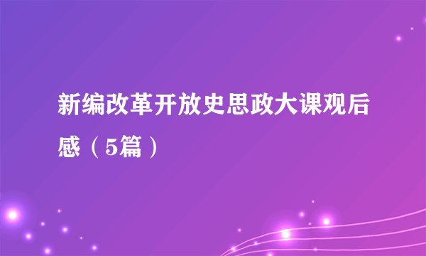 新编改革开放史思政大课观后感（5篇）