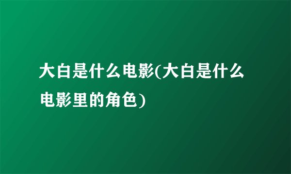 大白是什么电影(大白是什么电影里的角色)