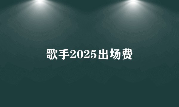 歌手2025出场费