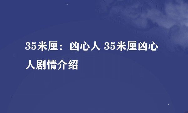 35米厘:凶心人 35米厘凶心人剧情介绍