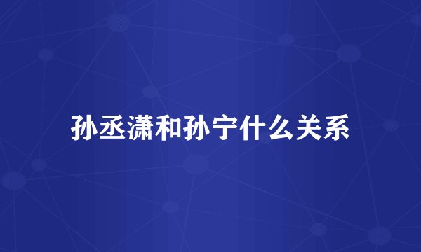 孙丞潇和孙宁什么关系