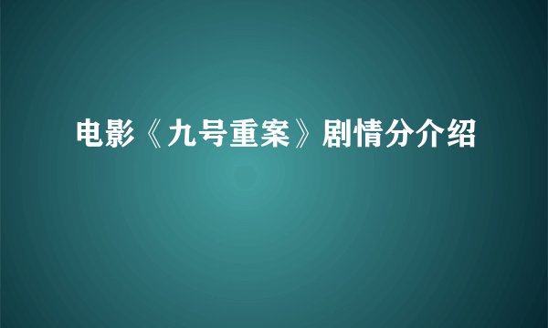 电影《九号重案》剧情分介绍