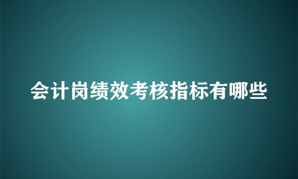 会计岗绩效考核指标有哪些