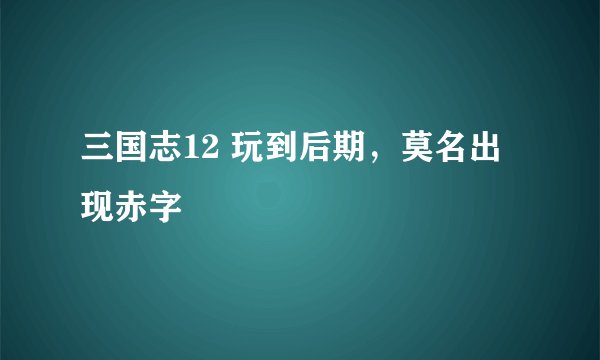 三国志12 玩到后期,莫名出现赤字