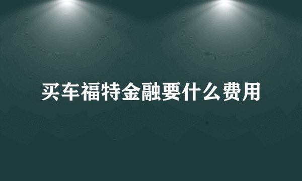 买车福特金融要什么费用