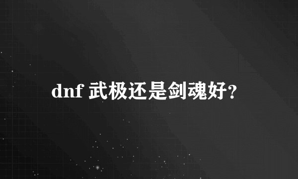 dnf 武极还是剑魂好？