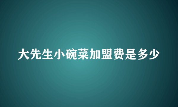 大先生小碗菜加盟费是多少