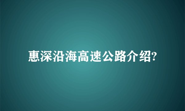 惠深沿海高速公路介绍?