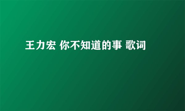 王力宏 你不知道的事 歌词