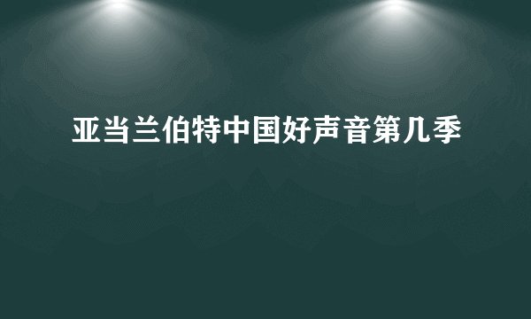 亚当兰伯特中国好声音第几季