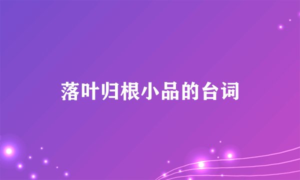 落叶归根小品的台词