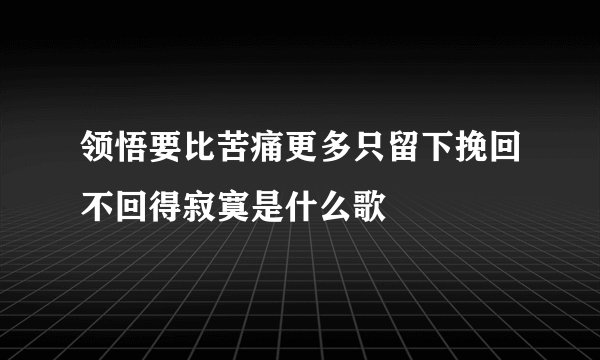 领悟要比苦痛更多只留下挽回不回得寂寞是什么歌