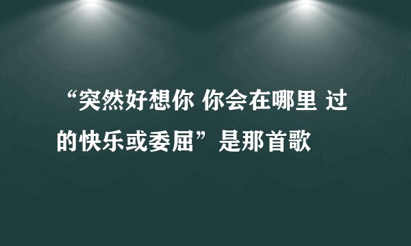 “突然好想你 你会在哪里 过的快乐或委屈”是那首歌