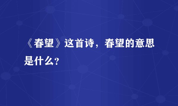 《春望》这首诗,春望的意思是什么?