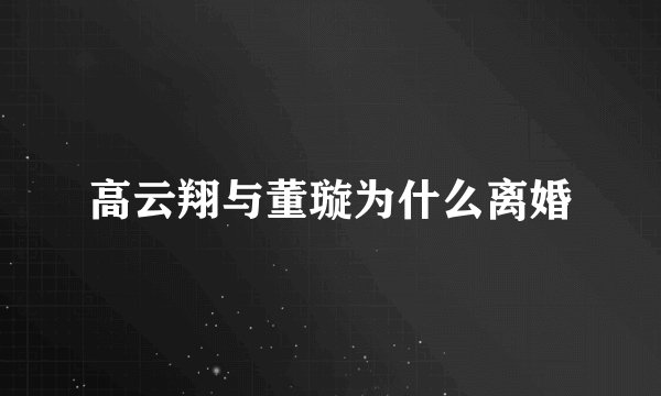 高云翔与董璇为什么离婚