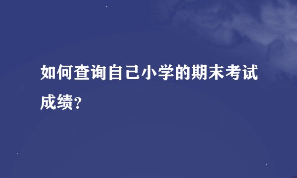 如何查询自己小学的期末考试成绩？