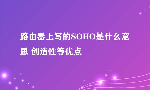 路由器上写的SOHO是什么意思 创造性等优点