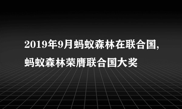 2019年9月蚂蚁森林在联合国,蚂蚁森林荣膺联合国大奖