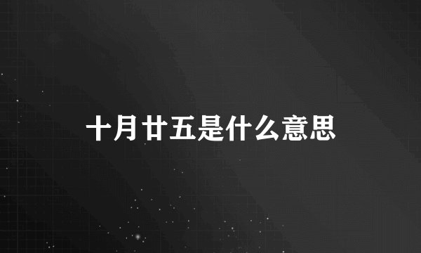 十月廿五是什么意思