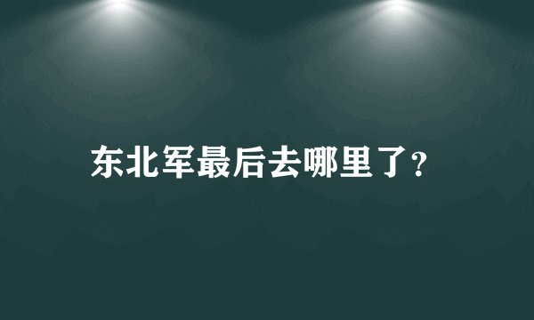 东北军最后去哪里了？