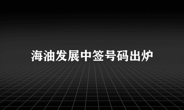 海油发展中签号码出炉