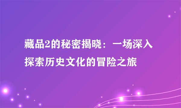 藏品2的秘密揭晓：一场深入探索历史文化的冒险之旅