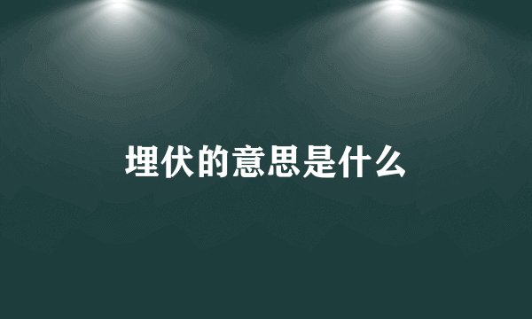 埋伏的意思是什么