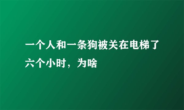 一个人和一条狗被关在电梯了六个小时，为啥