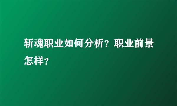 斩魂职业如何分析？职业前景怎样？