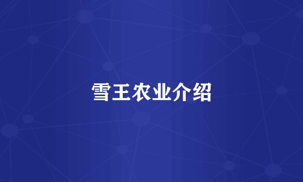 雪王农业介绍