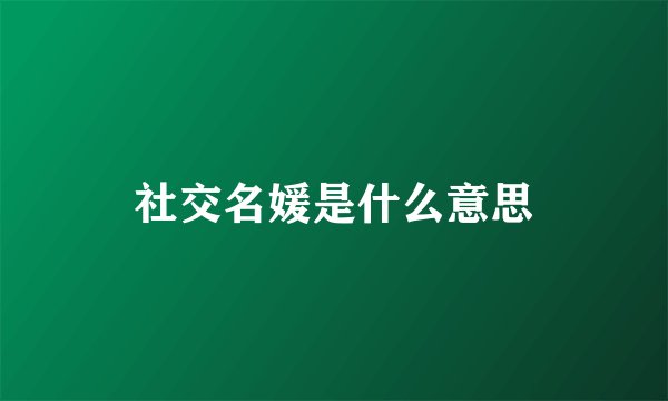 社交名媛是什么意思