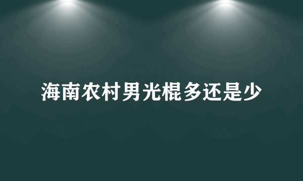 海南农村男光棍多还是少