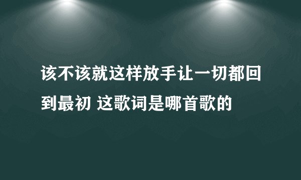 该不该就这样放手让一切都回到最初 这歌词是哪首歌的